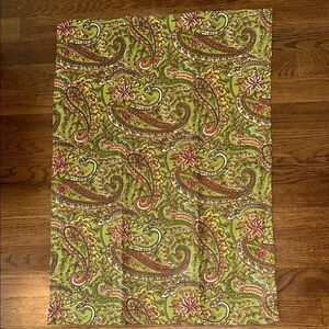 April Cornell Green, Gold, Cream & Red Paisley Print Tea or Kitchen Towel
